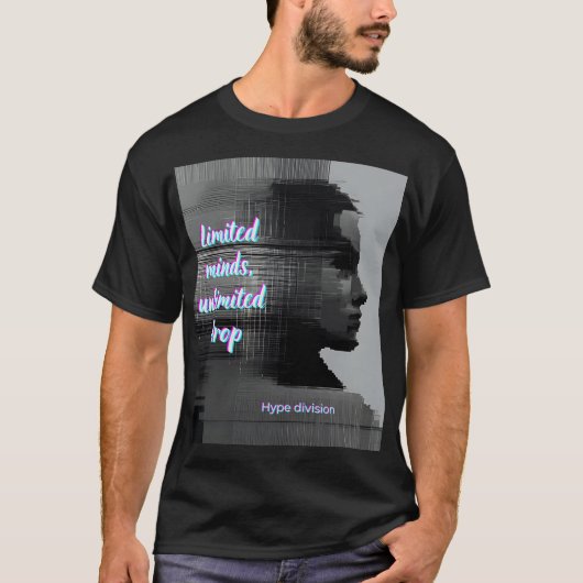 Hype Black Unisex T-Shirt Drop Glitch-Effekt (Vorderseite)
