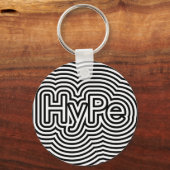 Hype optische Täuschung op art minimale weiße Lini Schlüsselanhänger (Vorderseite)