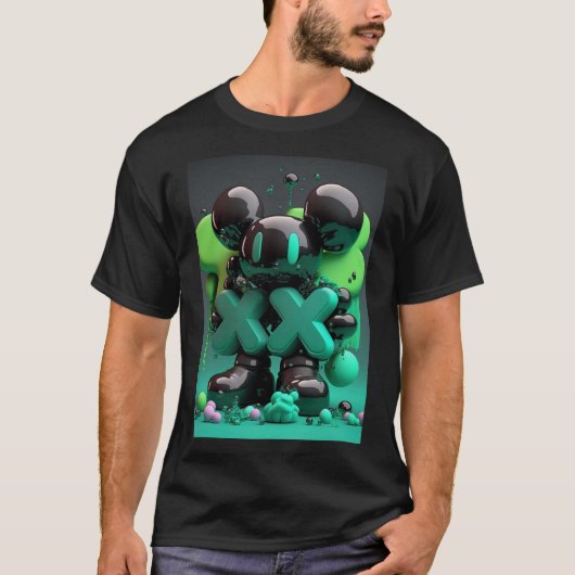 Hypebeast Kaws Metal Print Design T-Shirt (Vorderseite)