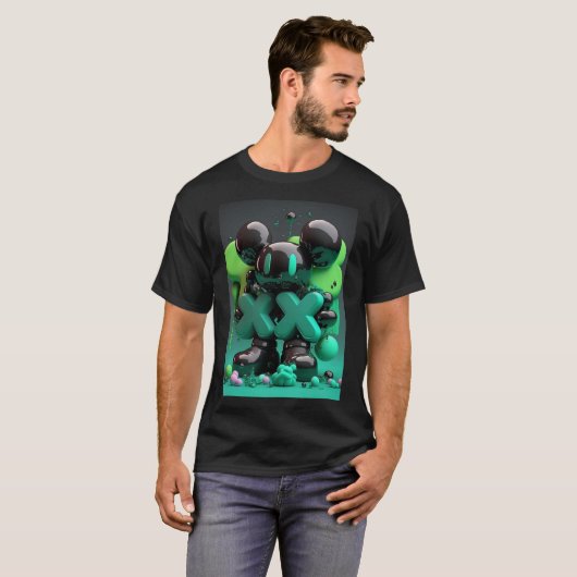 Hypebeast Kaws Metal Print Design T-Shirt (Vorne ganz)