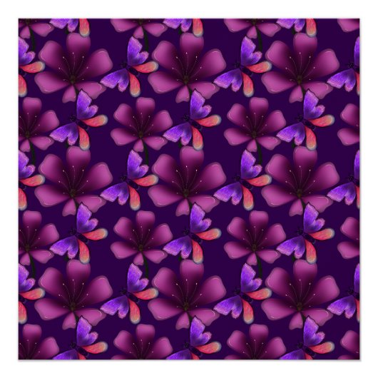 Hyper-Bloom Violetter Schmetterling: Dunkle Maxima Poster (Vorderseite)