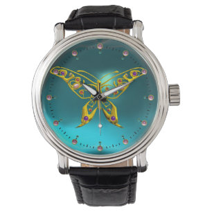 HYPER BUTTERFLY, Aquamarin Türkisblau Armbanduhr
