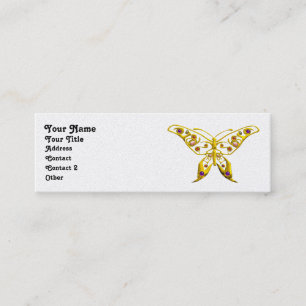 HYPER BUTTERFLY, goldfarbenes Metallpapier Mini Visitenkarte