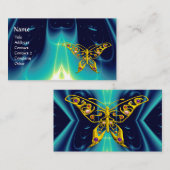 HYPER BUTTERFLY / LEICHTE WELLEN, Aqua Blue, Turqu Visitenkarte (Vorne/Hinten)