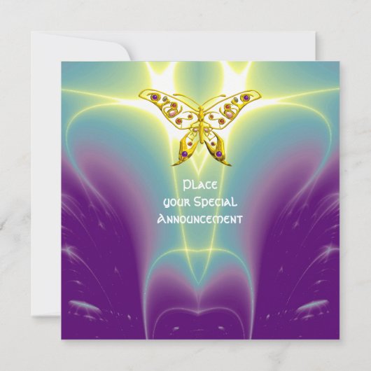 HYPER BUTTERFLY lila grüner Veilchensekt Einladung (Rückseite)