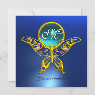 HYPER BUTTERFLY MONOGRAM, blau, Turquase aquamarin Einladung
