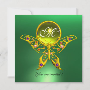 HYPER BUTTERFLY MONOGRAM, grün, gelb topaz Einladung
