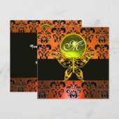 HYPER BUTTERFLY MONOGRAM, orangefarbener Damast, g Einladung (Vorne/Hinten)