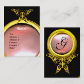 HYPER BUTTERFLY MONOGRAM Perlgelb, schwarz pink Visitenkarte (Vorne/Hinten)