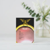 HYPER BUTTERFLY MONOGRAM Perlgelb, schwarz pink Visitenkarte (Stehend Vorderseite)