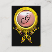 HYPER BUTTERFLY MONOGRAM Perlgelb, schwarz pink Visitenkarte (Rückseite)