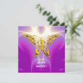 HYPER BUTTERFLY Pink Fuchsia violett Champagner Einladung (Stehend Vorderseite)