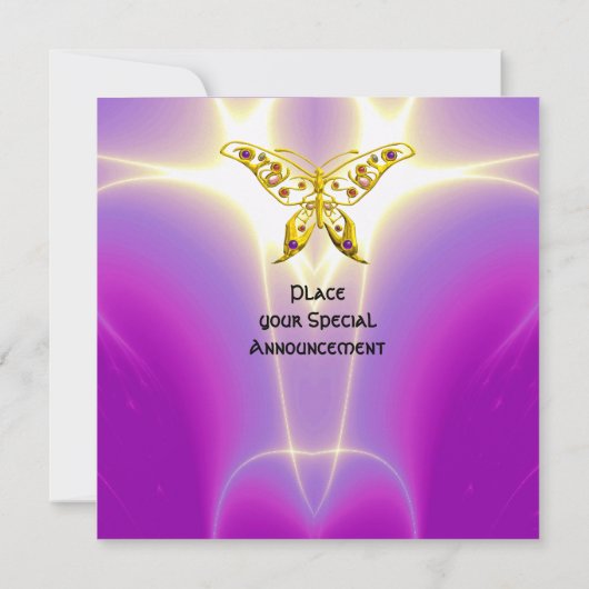 HYPER BUTTERFLY Pink Fuchsia violett Champagner Einladung (Rückseite)