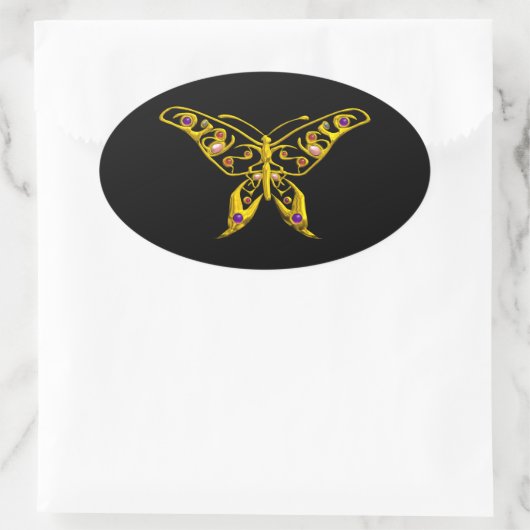 HYPER BUTTERFLY, schwarz Ovaler Aufkleber (Tasche)