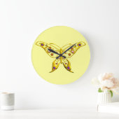 HYPER BUTTERFLY,yellow Große Wanduhr (Zuhause)