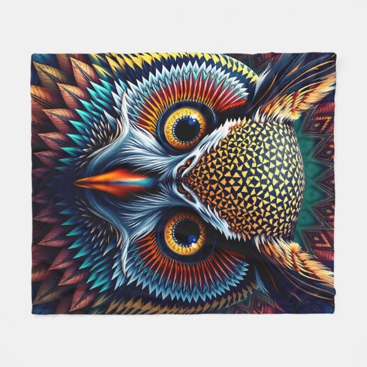 Hyper-Detailed Owl Portrait | Realistic & Intense Fleecedecke (Vorderseite (Horizontal))
