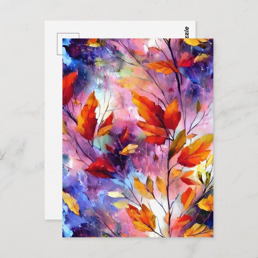 Hyper Detasy Fantasy Whimsical Brushstrokes Leav Postkarte (Vorne/Hinten)