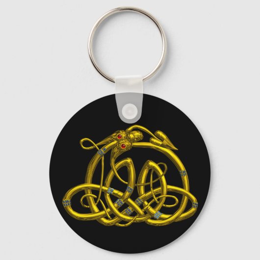 HYPER DRAGON Gold Celtic knots In Black Schlüsselanhänger (Vorderseite)