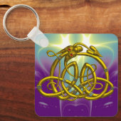 HYPER DRAGON Gold Keltische Knoten mit Edelsteinen Schlüsselanhänger (Vorderseite)