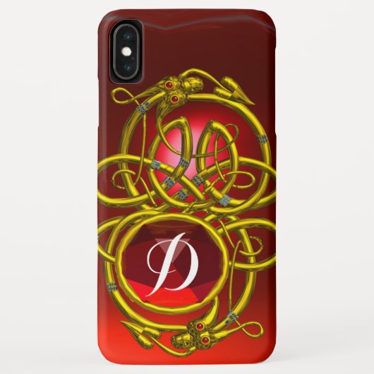 HYPER-DRAGONS, GOLD-ZELLTIKKNOTEN, Red Ruby Monogr Case-Mate iPhone Hülle (Rückseite)