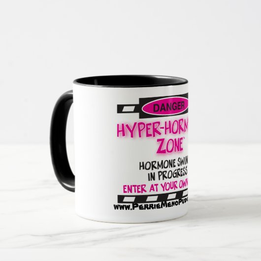 HYPER-HORMONE Zonen-warnende Tasse (Vorderseite Links)