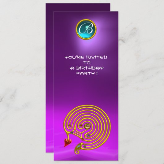 HYPER LABYRINTH, Amethyst hellblauviolett lila Einladung (Vorne/Hinten)