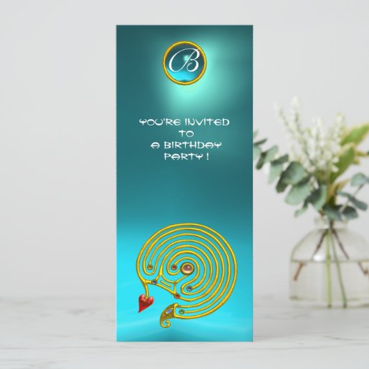 HYPER LABYRINTH,Aquamarine, hellgelb Einladung (Stehend Vorderseite)