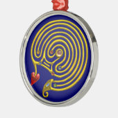 HYPER LABYRINTH blau Silbernes Ornament (Links)
