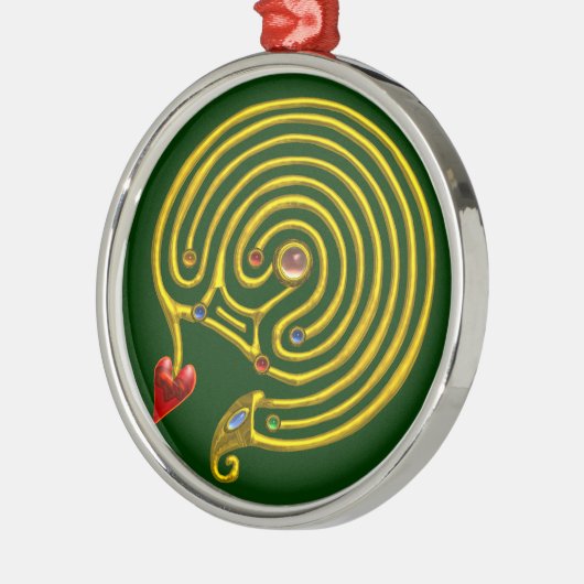 HYPER LABYRINTH grün Silbernes Ornament (Links)