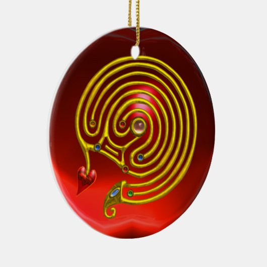 HYPER LABYRINTH Red Ruby and Blue Saphire Keramik Ornament (Rechts)