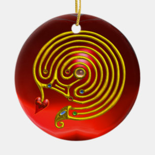 HYPER LABYRINTH Red Ruby and Blue Saphire Keramik Ornament