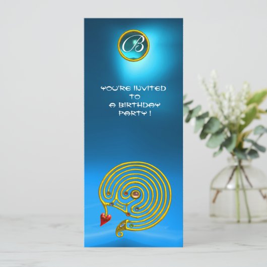 HYPER LABYRINTH ,Saphire hellgelb blau Einladung (Stehend Vorderseite)