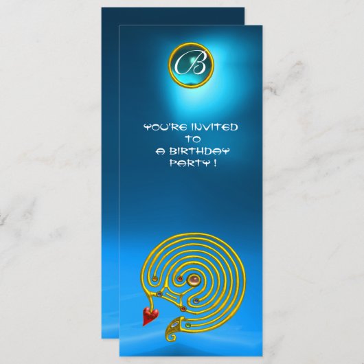 HYPER LABYRINTH ,Saphire hellgelb blau Einladung (Vorne/Hinten)