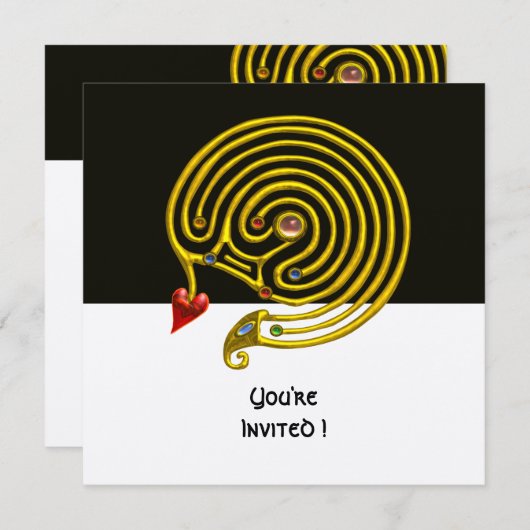 HYPER LABYRINTH schwarz-weiß, rot, gold-metallisch Einladung (Vorne/Hinten)
