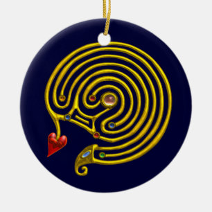 HYPER LABYRINTH weiß und blau Keramikornament