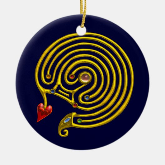 HYPER LABYRINTH weiß und blau Keramikornament (Vorne)