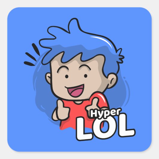 Hyper Lol Meme Cartoonish Quadratischer Aufkleber (Vorderseite)