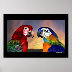 HYPER-PAPAGEIEN / ROTE UND BLAUE ARAS POSTER