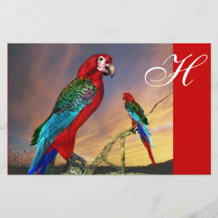 HYPER-PAPAGEIEN / ROTER ARA MONOGRAMM BRIEFPAPIER