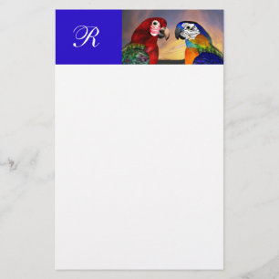HYPER-PAPAGEIEN / ROTER UND BLauer ARA MONOGRAMM Briefpapier