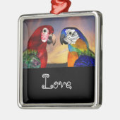 HYPER PARROS / BLAU UND ROTE ARA Liebe Ornament Aus Metall (Links)