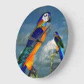 HYPER PARROS / BLAUE ARA GROßE WANDUHR (Winkel)