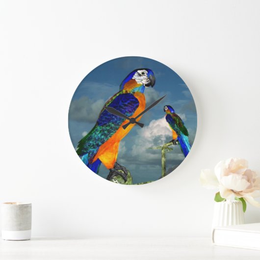 HYPER PARROS / BLAUE ARA GROßE WANDUHR (Zuhause)