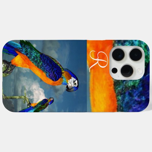 HYPER PARROS /BLUE ARA MONOGRAM Case-Mate iPhone HÜLLE (Rückseite (Horizontal))