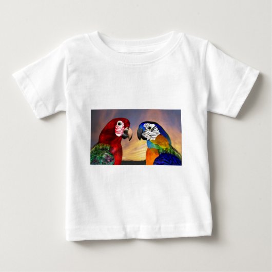 HYPER PARROS /RED UND BLAUE ARA BABY T-SHIRT (Vorderseite)