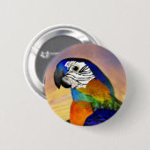 HYPER PARROS /RED UND BLAUE ARA BUTTON (Vorne & Hinten)