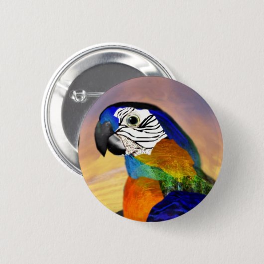 HYPER PARROS /RED UND BLAUE ARA BUTTON (Vorne & Hinten)