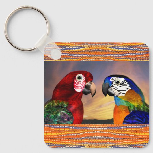 HYPER PARROS /RED UND BLAUE ARA SCHLÜSSELANHÄNGER (Vorderseite)