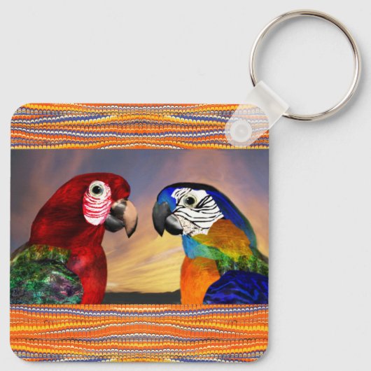 HYPER PARROS /RED UND BLAUE ARA SCHLÜSSELANHÄNGER (Rückseite)