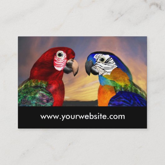 HYPER PARROS / ROT UND BLAU ARA Weiß Visitenkarte (Rückseite)